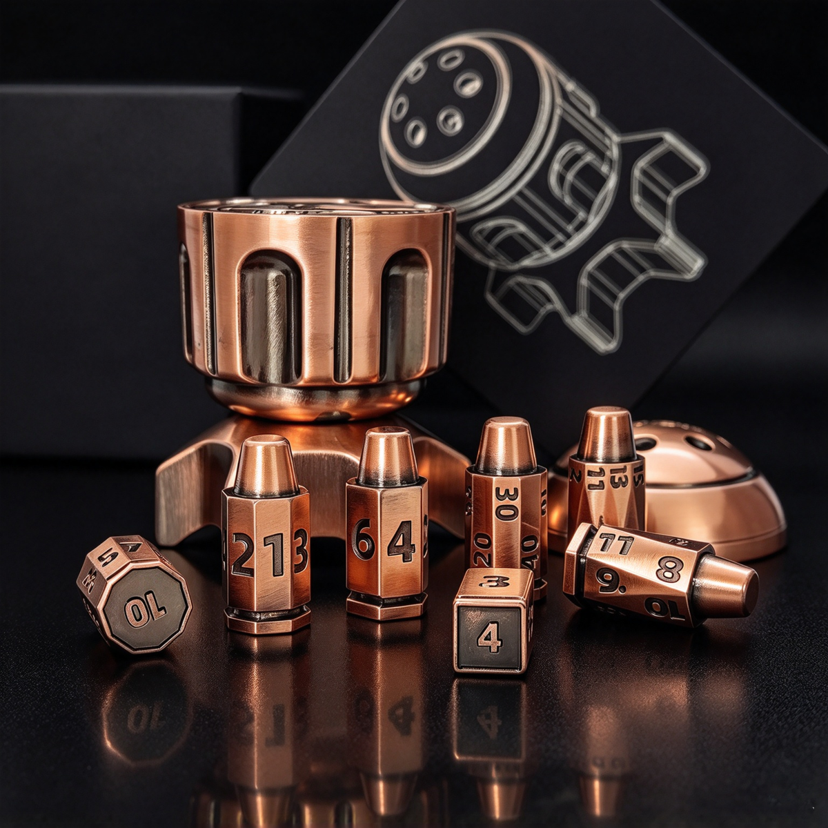 7Pcs Metal Bullet Design DND Dice Set,Polyhedral Dice for DND RPG