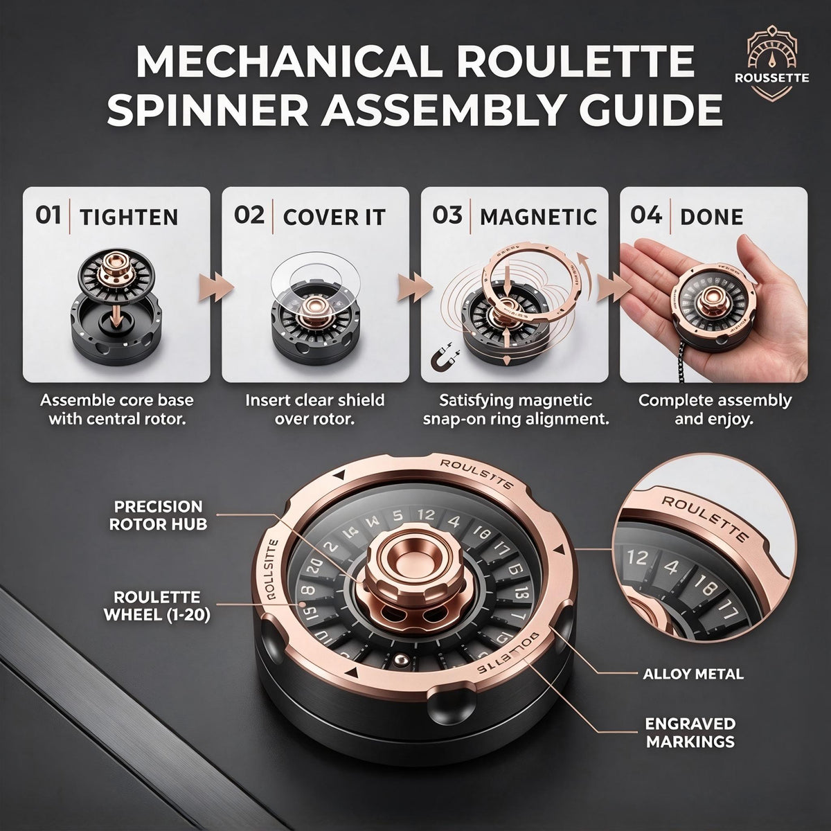 Metal Fidget Spinner Mechanical Roulette DND Dice