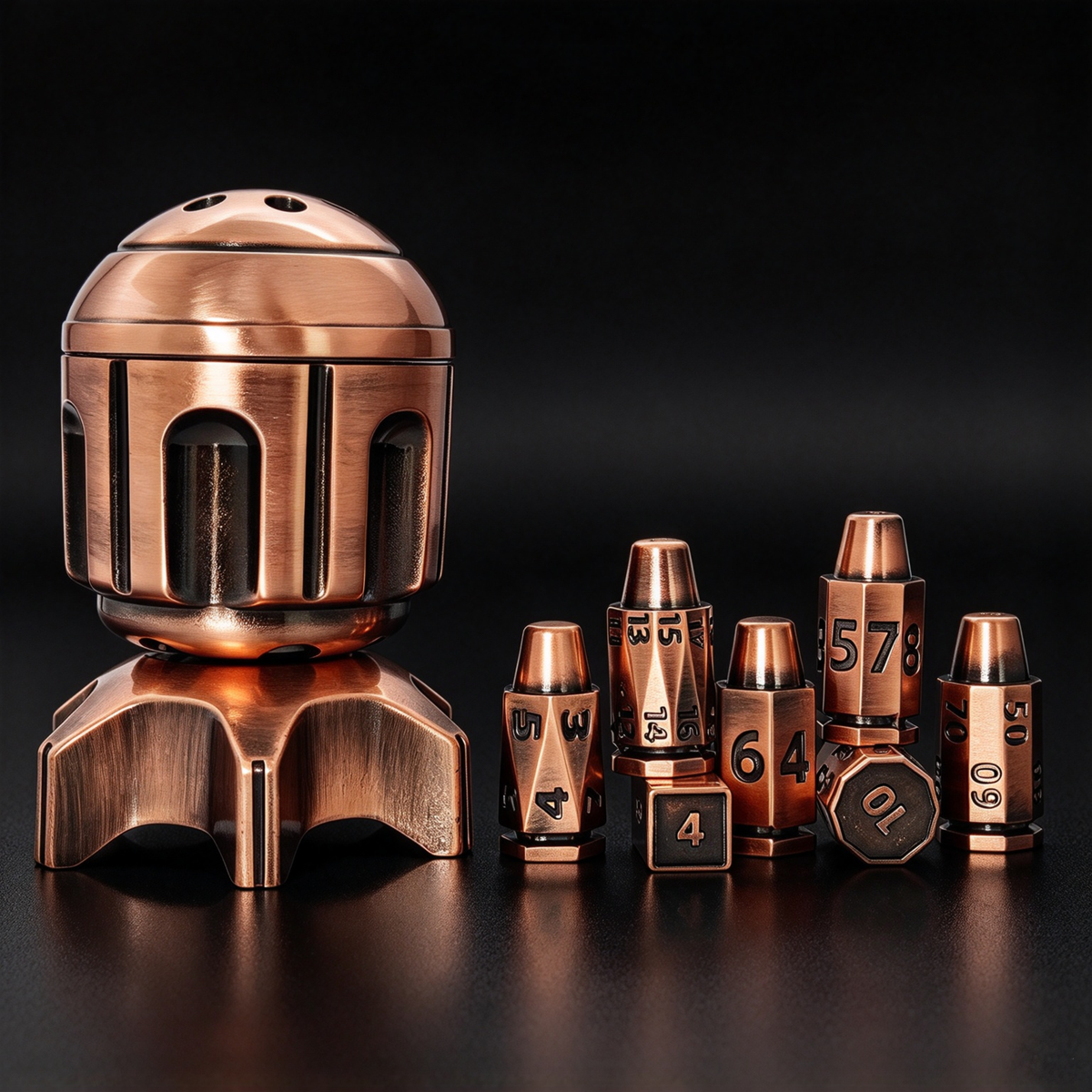 7Pcs Metal Bullet Design DND Dice Set,Polyhedral Dice for DND RPG