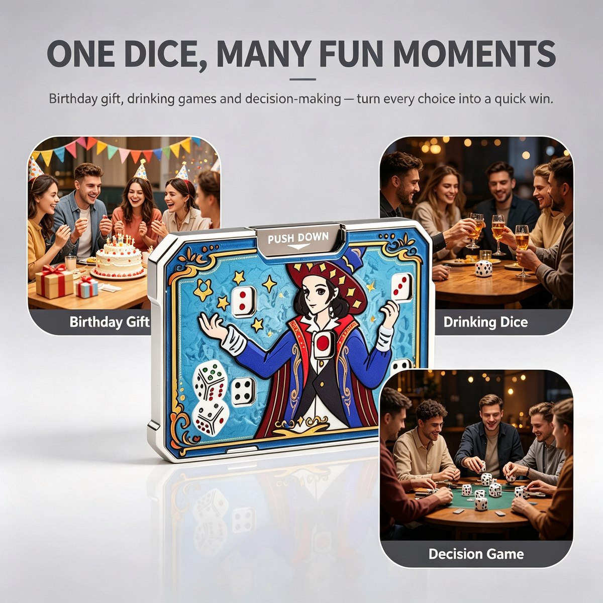 Fidget Aldult Toy EDC Joker Card Game Metal Mechanical Dice Multicolor Gift