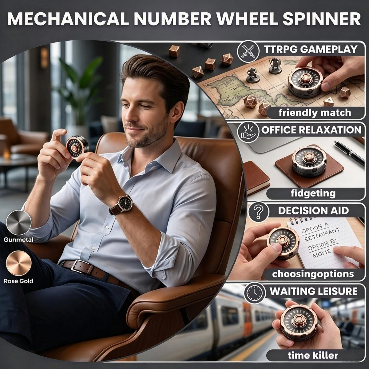 Metal Fidget Spinner Mechanical Roulette DND Dice