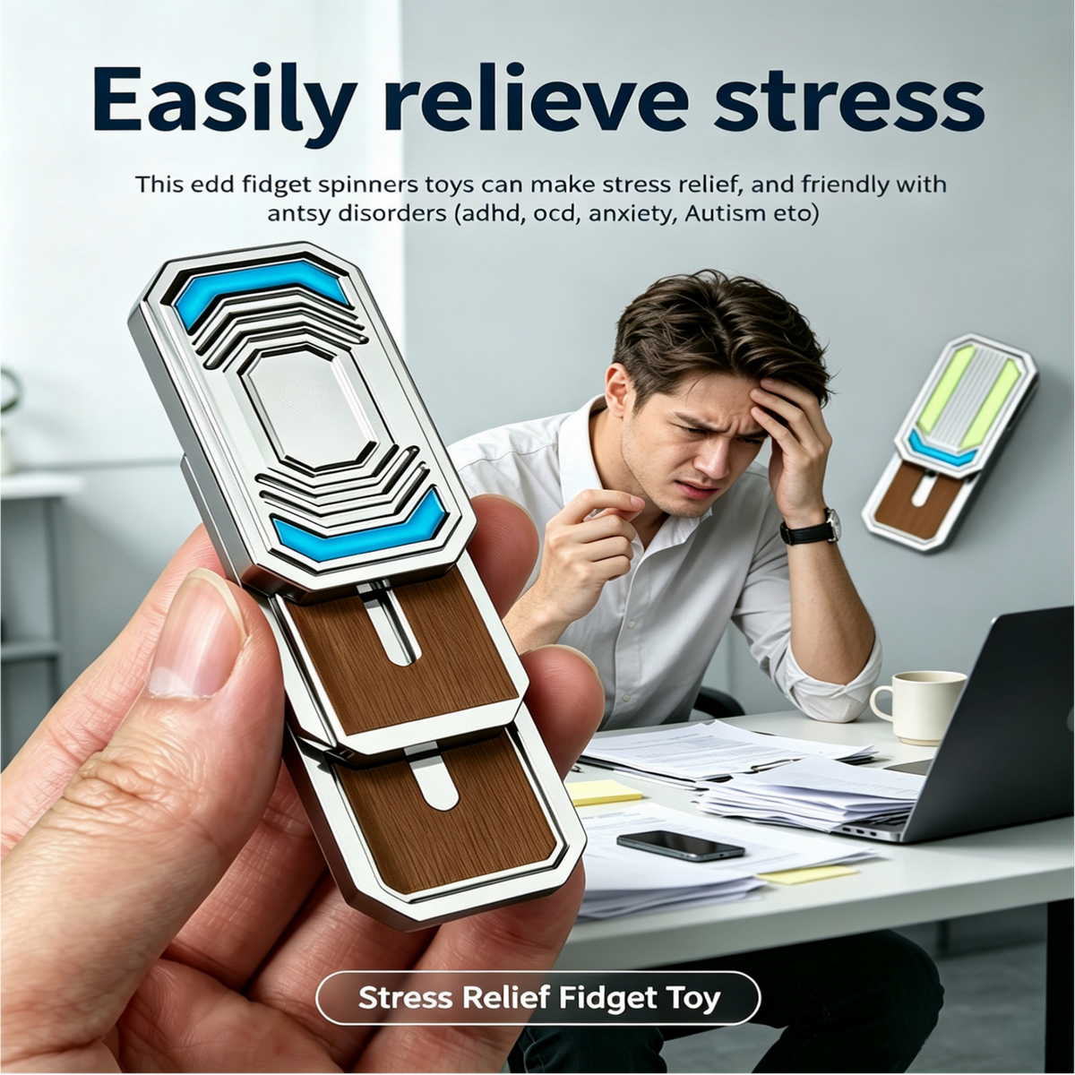 Fidget Toys Adults EDC Triple Fidget Slider Magnetic Metal Luminous
